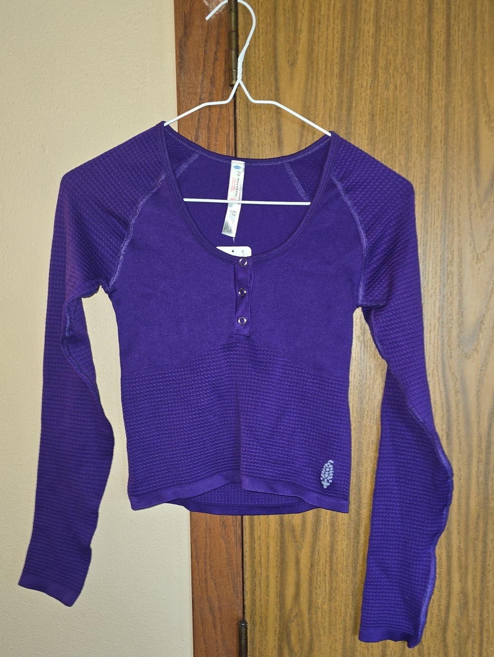 FP Movement by Free People Deep Purple Long-Sleeve Henley Top